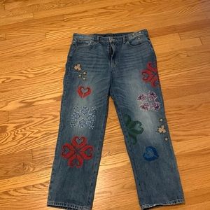 Lucky Embroidered Mid Rise Boy Jeans Size 12/31 R